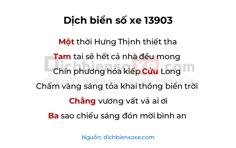 Dịch thơ biển số 13903