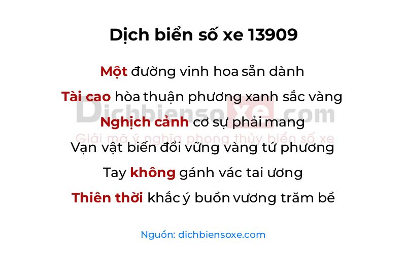 Dịch thơ biển số 13909