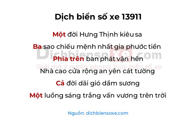 Dịch thơ biển số 13911