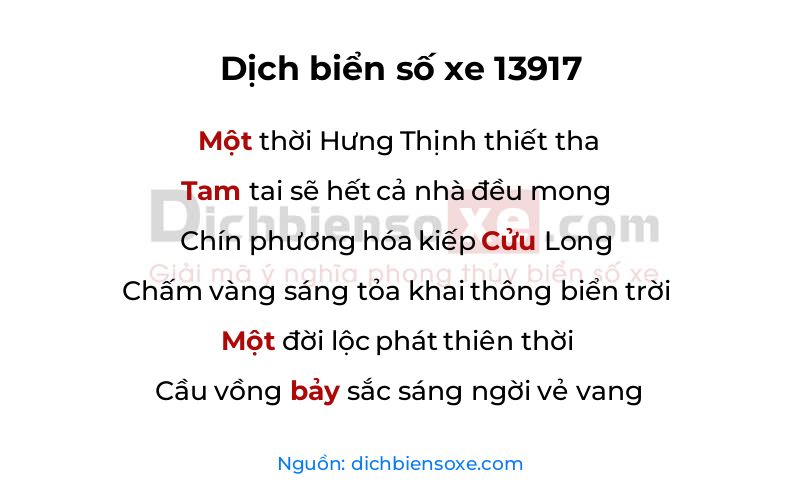 Dịch thơ biển số 13917