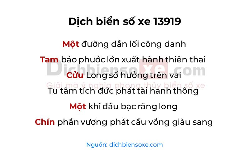 Dịch thơ biển số 13919