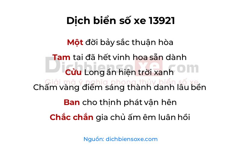 Dịch thơ biển số 13921