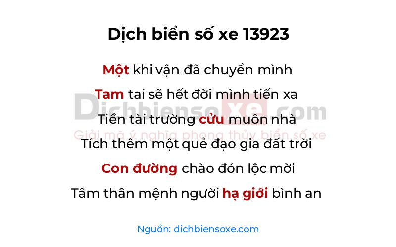 Dịch thơ biển số 13923