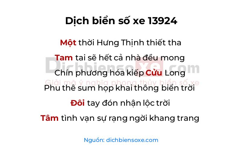 Dịch thơ biển số 13924