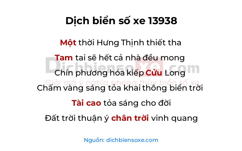 Dịch thơ biển số 13938