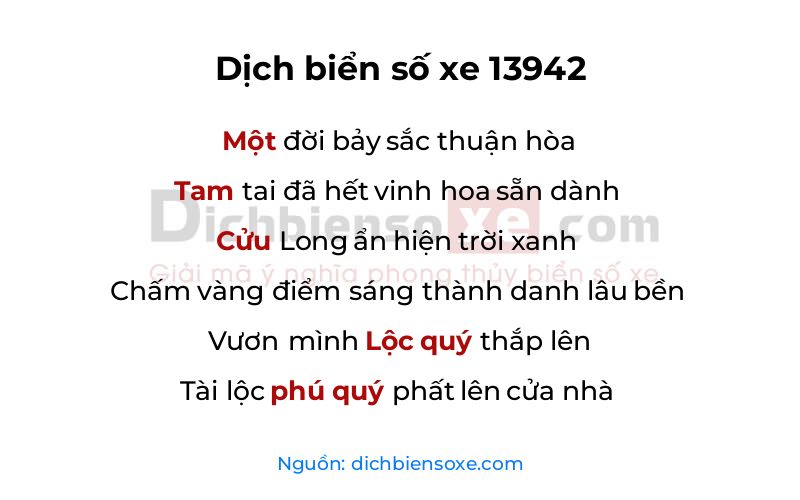 Dịch thơ biển số 13942