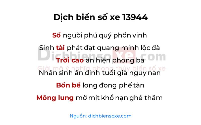 Dịch thơ biển số 13944
