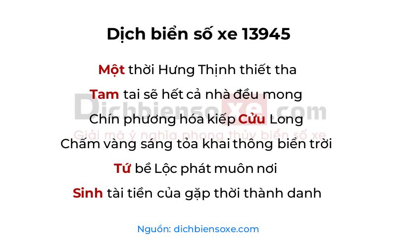 Dịch thơ biển số 13945