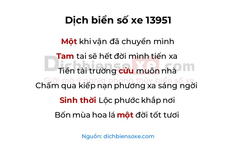 Dịch thơ biển số 13951