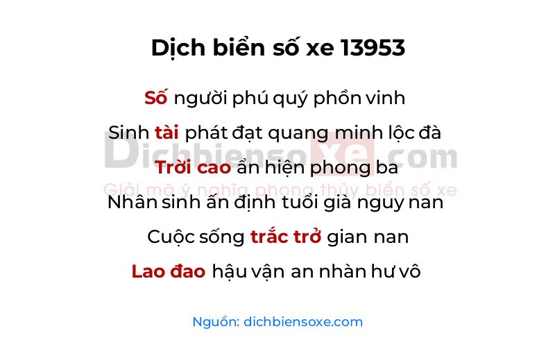 Dịch thơ biển số 13953