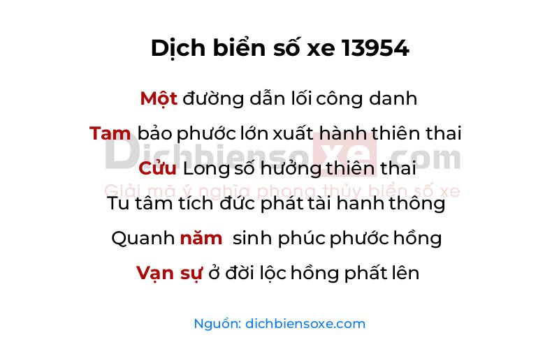 Dịch thơ biển số 13954