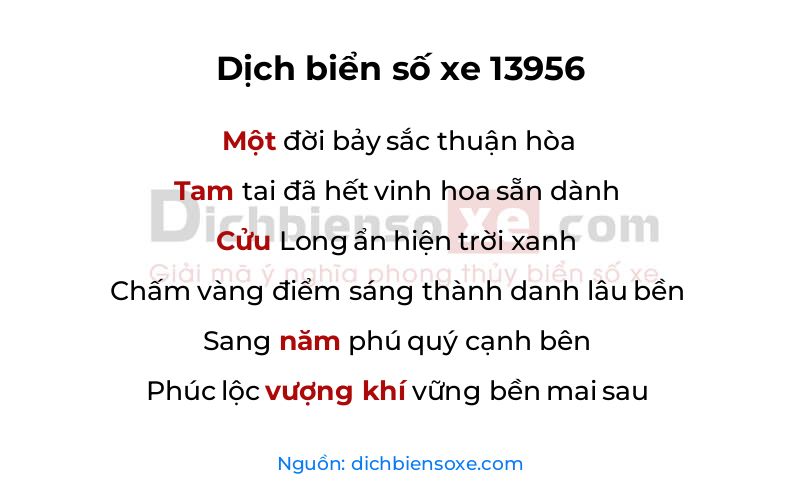 Dịch thơ biển số 13956