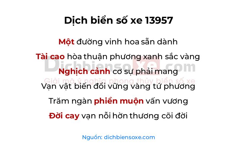 Dịch thơ biển số 13957