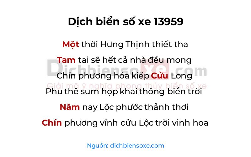 Dịch thơ biển số 13959