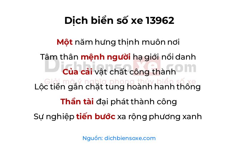 Dịch thơ biển số 13962