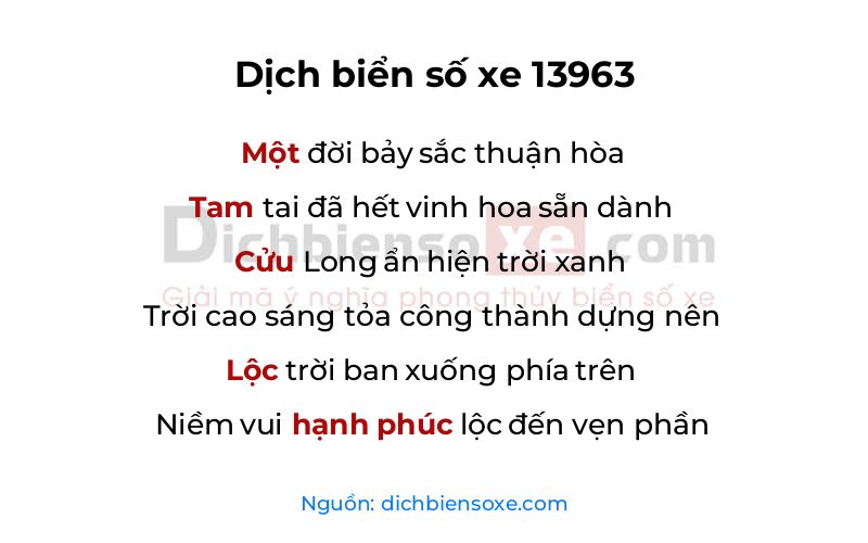 Dịch thơ biển số 13963