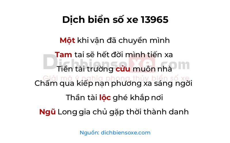 Dịch thơ biển số 13965