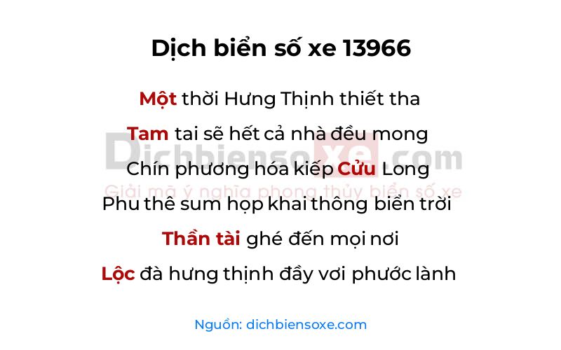 Dịch thơ biển số 13966