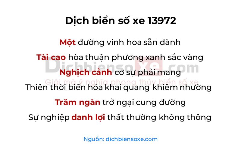 Dịch thơ biển số 13972