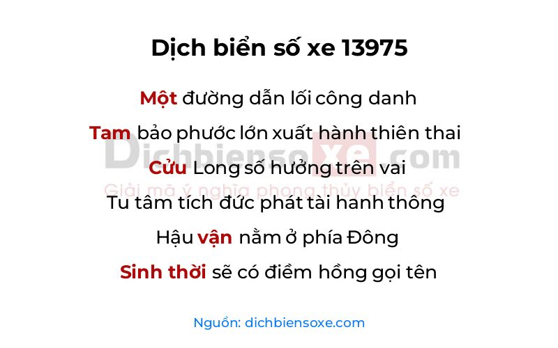 Dịch thơ biển số 13975