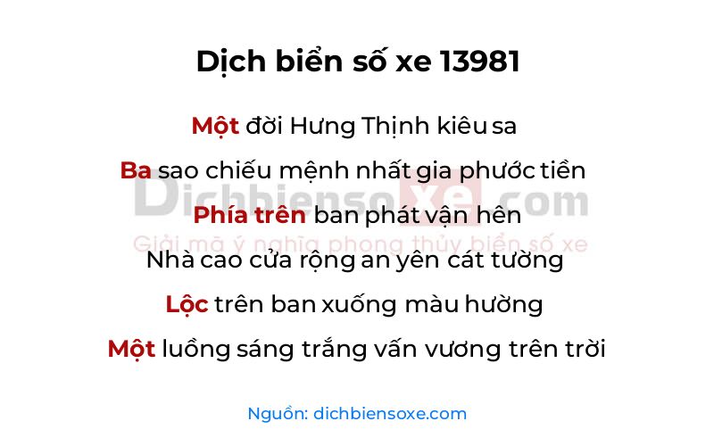 Dịch thơ biển số 13981