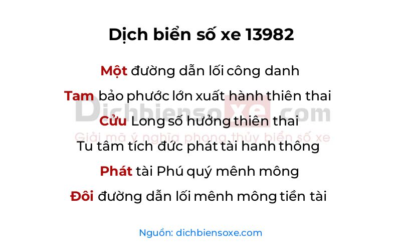 Dịch thơ biển số 13982
