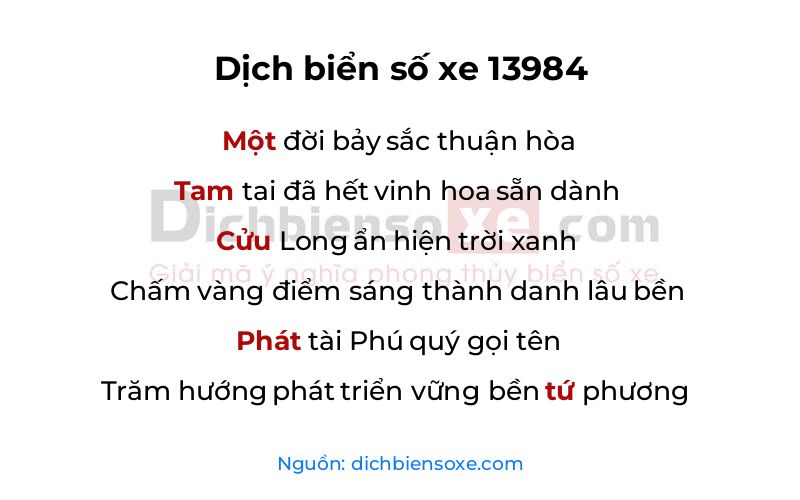 Dịch thơ biển số 13984