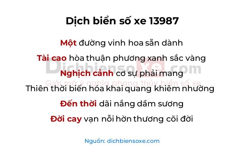 Dịch thơ biển số 13987