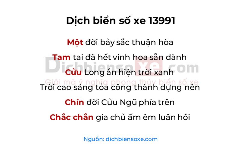 Dịch thơ biển số 13991