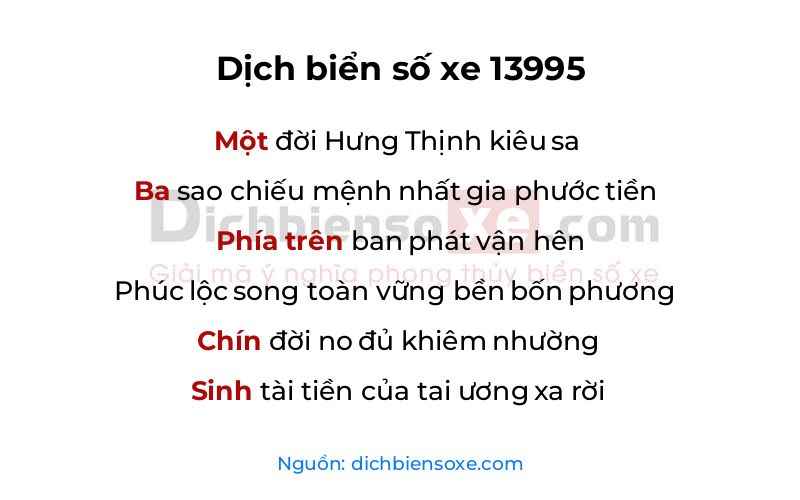Dịch thơ biển số 13995