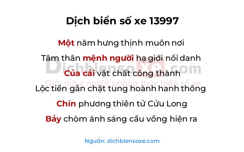 Dịch thơ biển số 13997