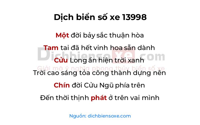 Dịch thơ biển số 13998
