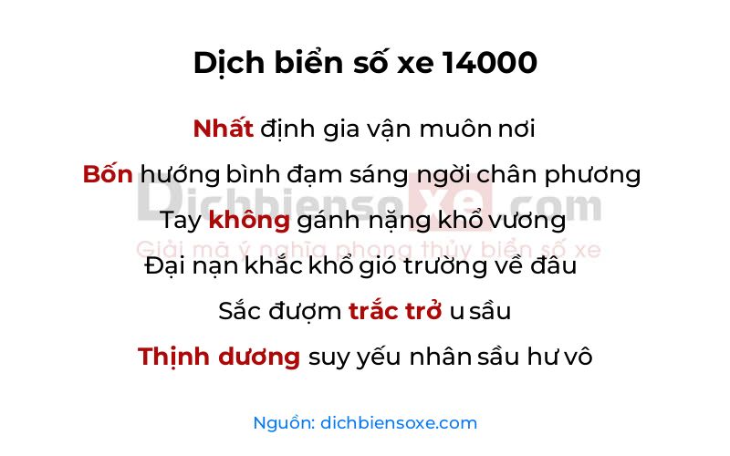 Dịch thơ biển số 14000