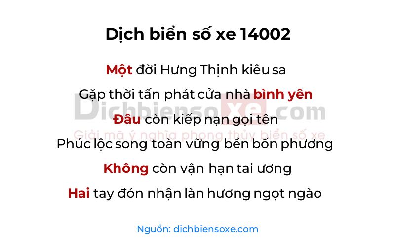 Dịch thơ biển số 14002