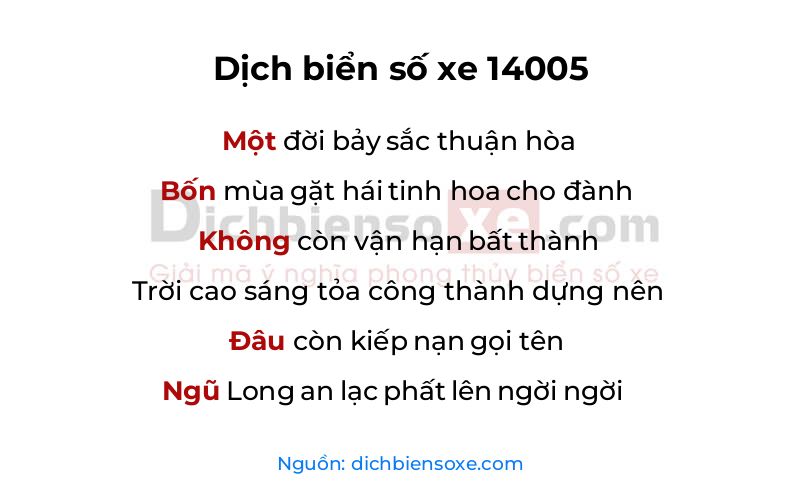 Dịch thơ biển số 14005