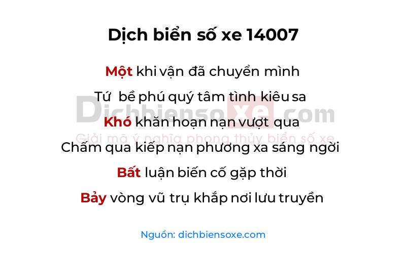 Dịch thơ biển số 14007