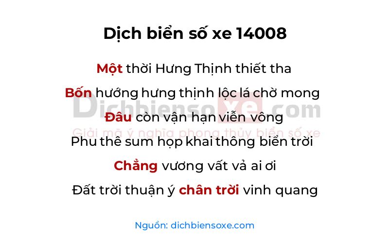 Dịch thơ biển số 14008