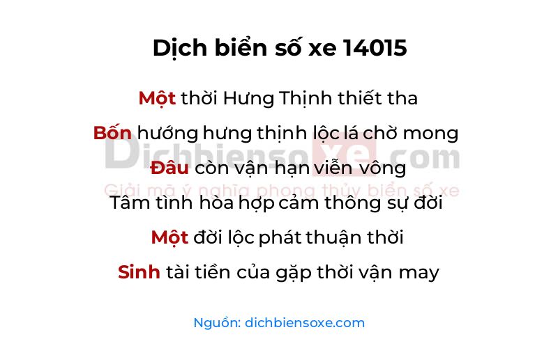 Dịch thơ biển số 14015