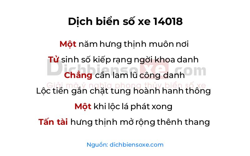 Dịch thơ biển số 14018