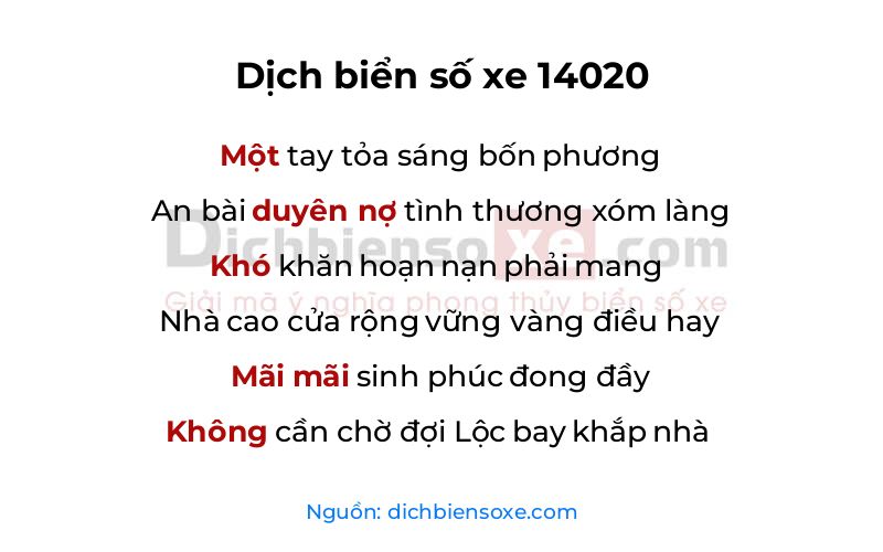 Dịch thơ biển số 14020