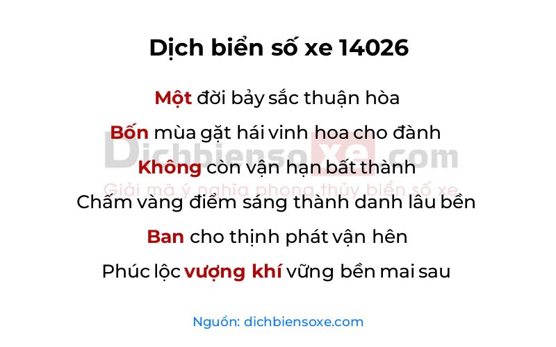 Dịch thơ biển số 14026