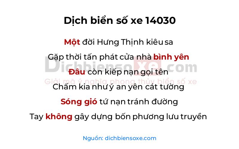 Dịch thơ biển số 14030