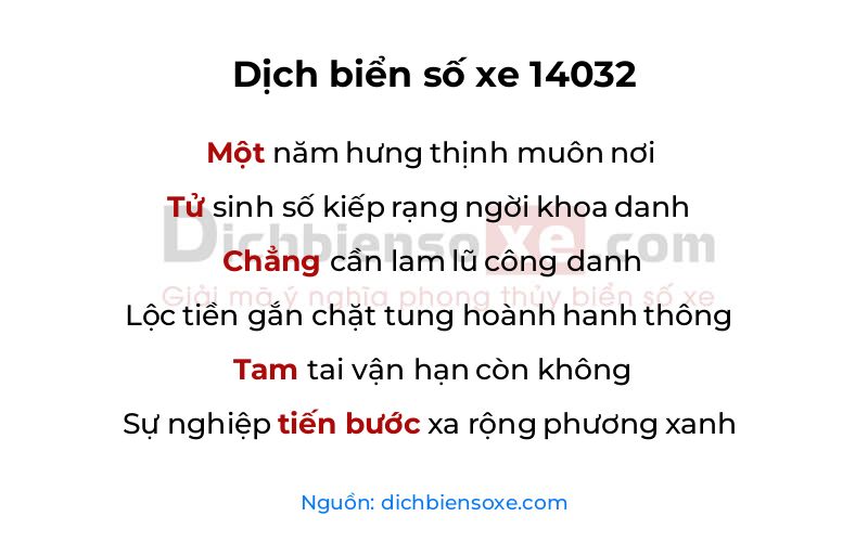 Dịch thơ biển số 14032