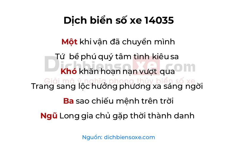 Dịch thơ biển số 14035
