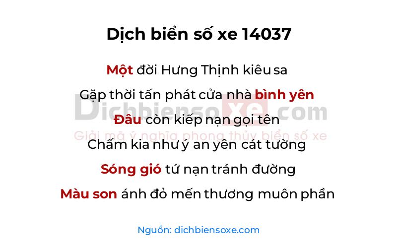 Dịch thơ biển số 14037