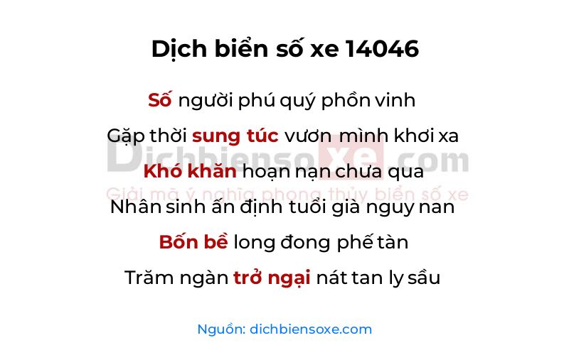 Dịch thơ biển số 14046