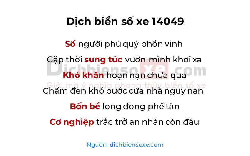 Dịch thơ biển số 14049
