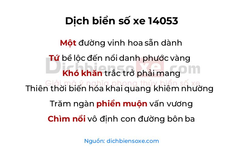Dịch thơ biển số 14053