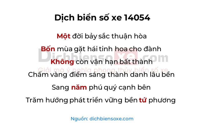 Dịch thơ biển số 14054