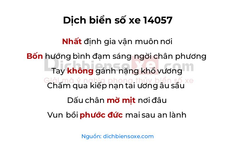 Dịch thơ biển số 14057